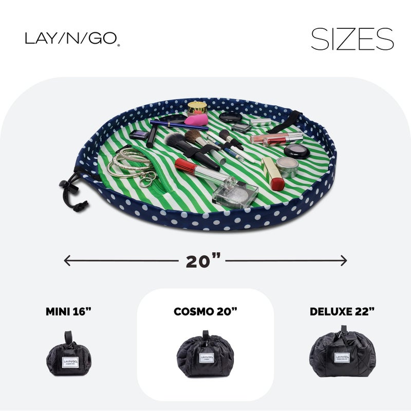 لاي-أن-جو حقيبة مستحضرات التجميل Lay-n-Go Cosmo برباط وحقيبة تنظيم أدوات الزينة لهدايا السفر والاستخدام اليومي 20 بوصة (كحلي/أخضر) - Image 5
